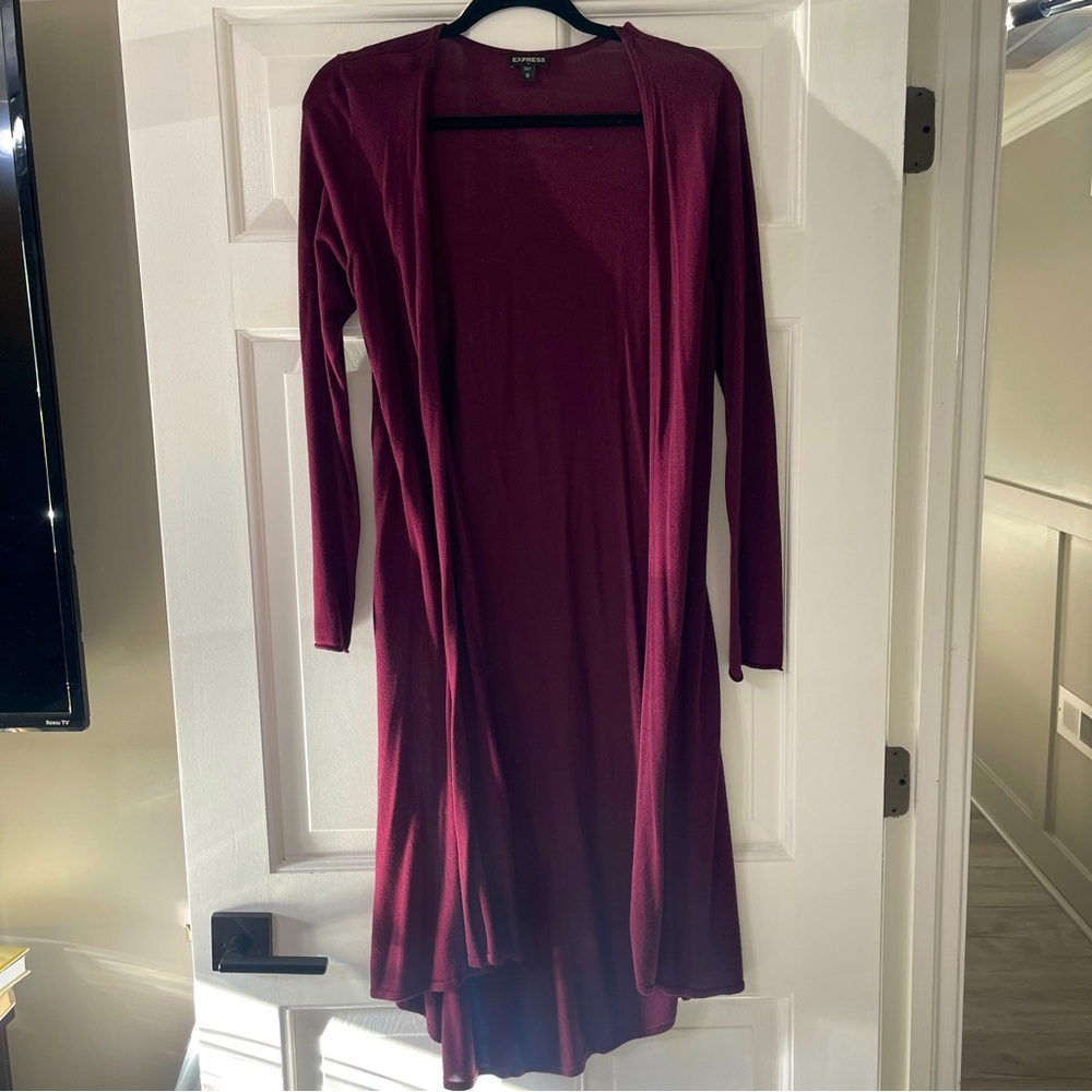 Express Duster Maroon Cardigan | Size M